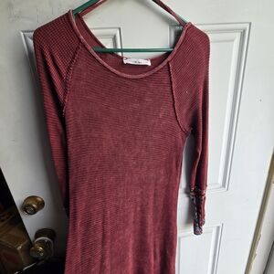 Able Burgundy Long Sleeve Dress